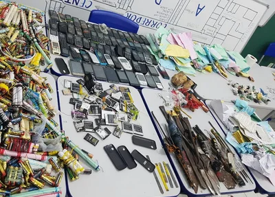 Material apreendido na Penitenciária José Ribamar Leite