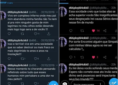 Mensagens postadas em uma rede social 