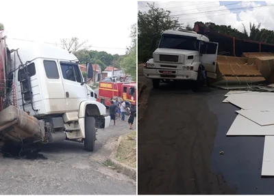 Carreta tombou no bairro Satélite 