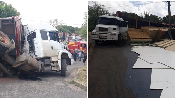 Carreta tombou no bairro Satélite 