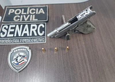 Arma de fogo apreendida pelos policiais do DENARC