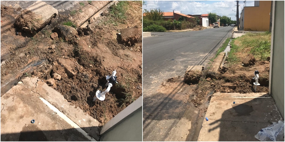 Buraco na rua César de Nogueira Barros, bairro Dirceu