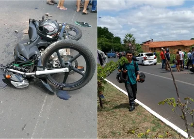 Acidente envolvendo carro e moto no bairro Saci