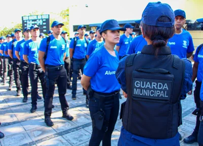 Alunos na aula inaugural do curso de formação da Guarda Municipal de Teresina