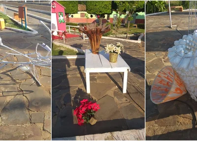 Decoração natalina danificada em Campo Largo do Piauí