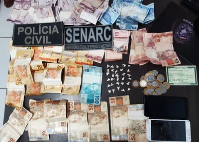 Material apreendido em poder do casal