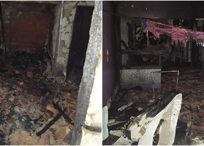 Casa fica destruída após incêndio em Teresina 