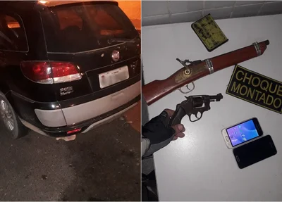 Carro e objetos apreendidos pela PM