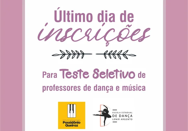 Inscrição para professor de dança e música da Seduc