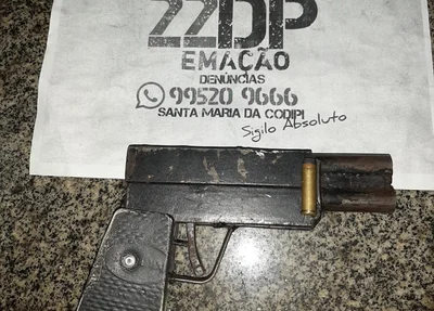 Arma apreendida com o acusado na Santa Maria