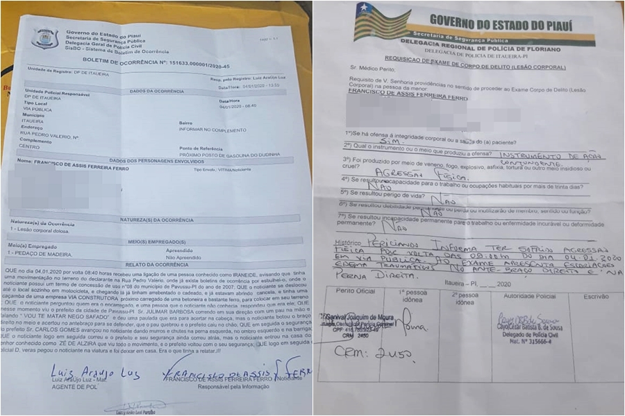 Boletim de Ocorrência e exame de corpo e delito
