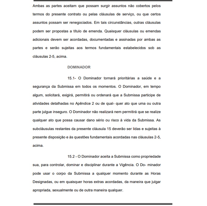  Advogado junta contrato de submissão sexual em ação no Mato Grosso