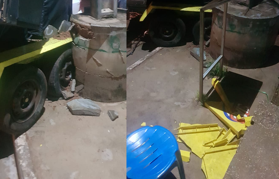 Destruição no local após confusão