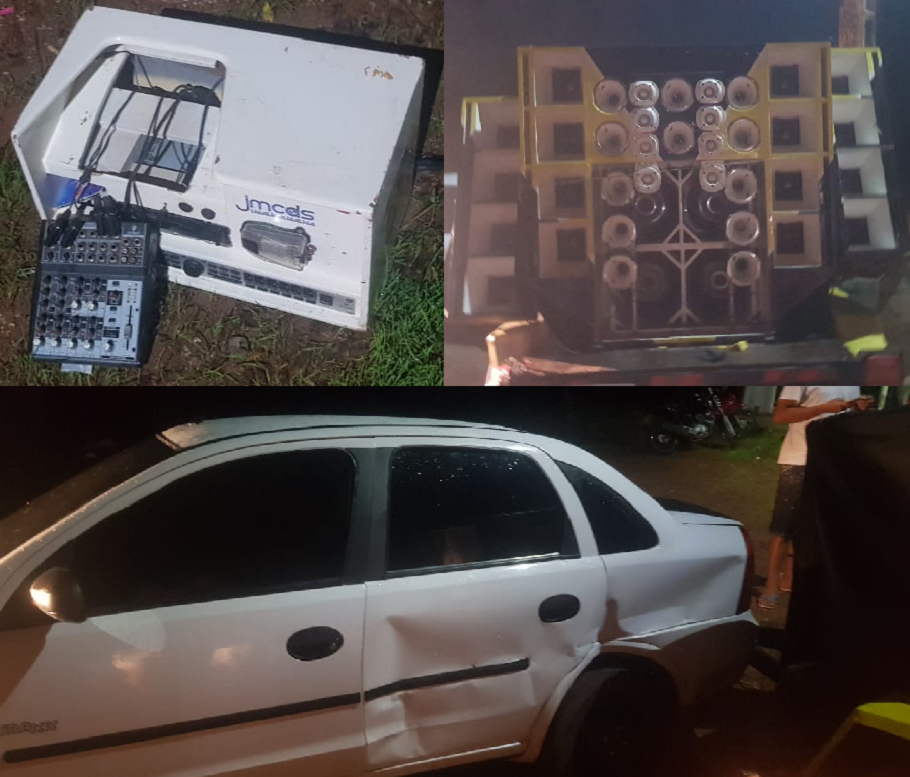 Paredão de som que estava no local