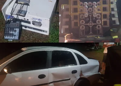 Paredão de som que estava no local