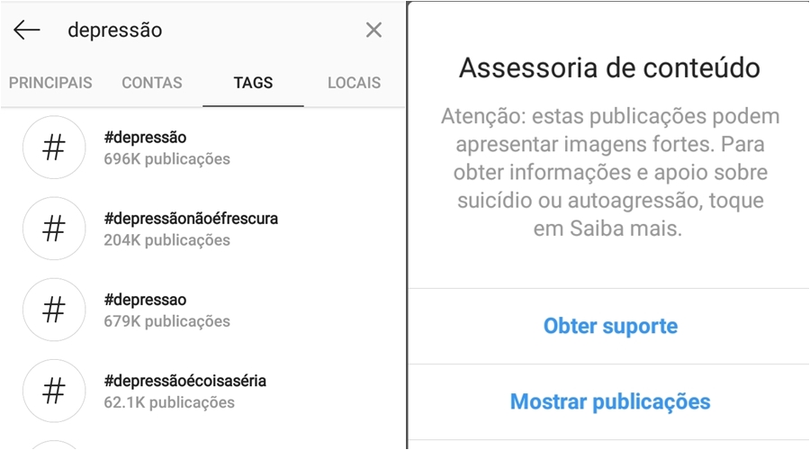 Instagram direciona usuários após buscas por palavras-chave como depressão ou ansiedade