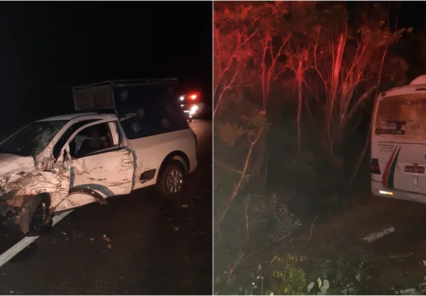 Colisão entre ônibus e carro em Piripiri 