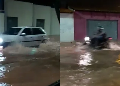 Forte chuva causa transtornos a motoristas na Avenida Miguel Rosa