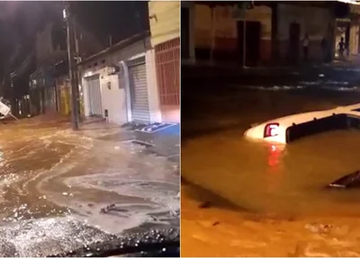 Adutora rompe no bairro Parque Piauí, em Teresina