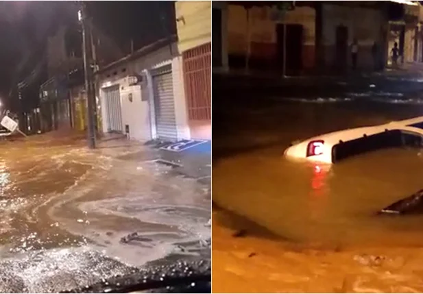 Adutora rompe no bairro Parque Piauí, em Teresina