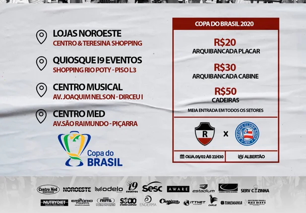 Venda de ingressos para River e Bahia pela Copa do Brasil