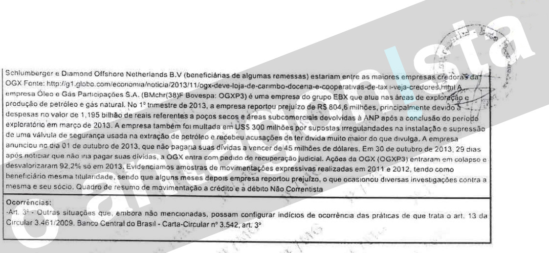 Documento aponta transações bilionárias feitas pela OGX sob o comando de Eike Batista