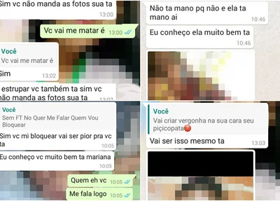 Prints das mensagens com as ameaças