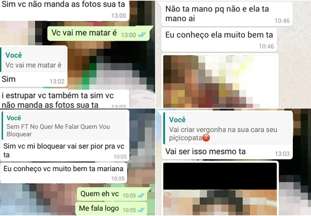 Prints das mensagens com as ameaças