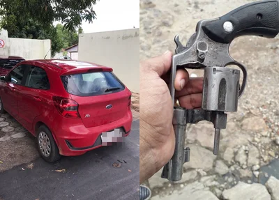 Carro utilizado no assalto e calibre .38