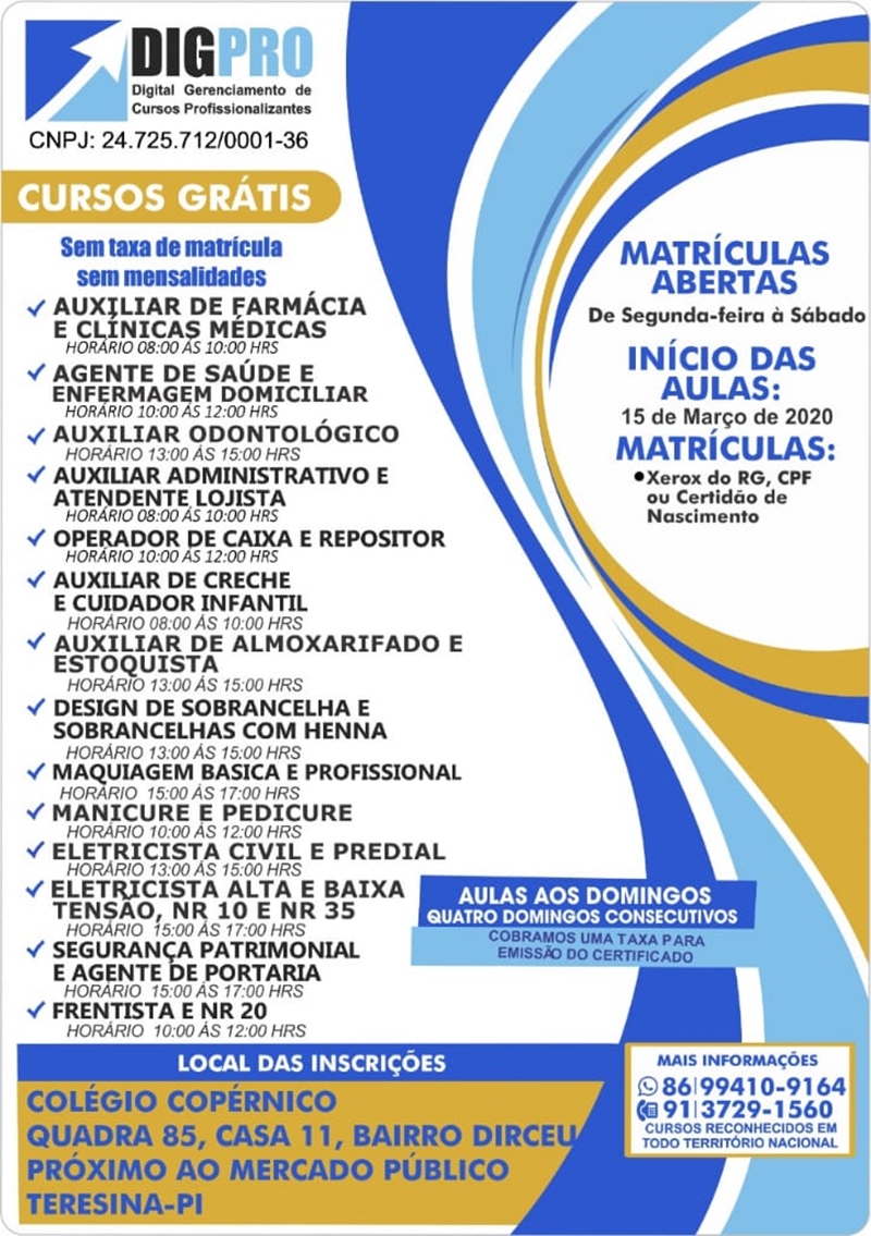 Colégio Copérnico abre inscrições para cursos gratuitos