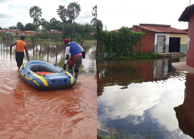 Socorristas resgatam moradores de áreas de risco em Barras 
