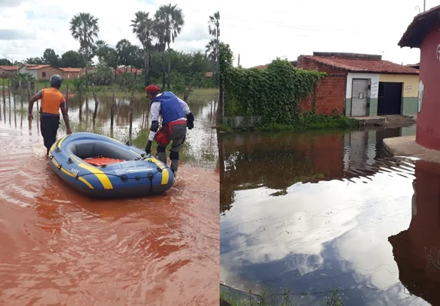 Socorristas resgatam moradores de áreas de risco em Barras 