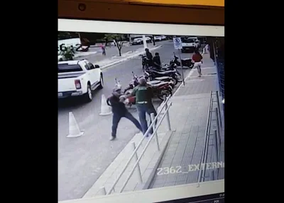 Vítima entrou em luta corporal com o suspeito em frente ao banco em Oeiras