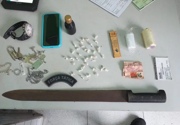 Objetos que estavam em posse do suspeito