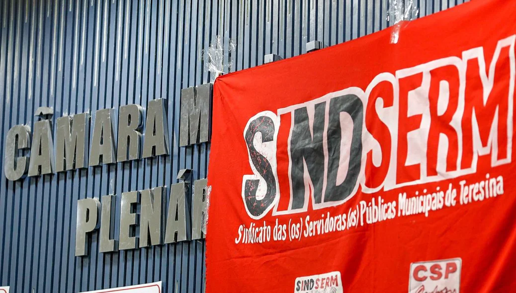 Professores estendem bandeira do sindicato na Câmara