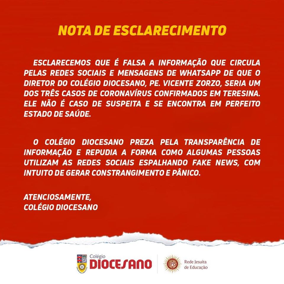 Colégio Diocesano divulga nota de esclarecimento