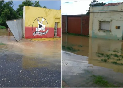 Forte chuva deixa ruas alagadas em Valença