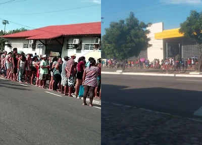 2 mil pessoas em frente a SEDESC de Parnaíba