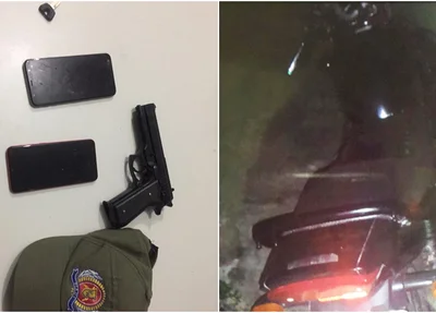 Objetos apreendidos com os criminosos