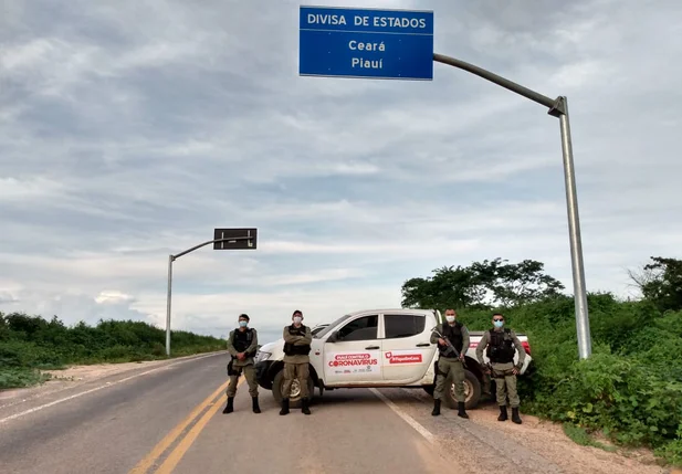 Barreira sanitária realizada pela Polícia Militar