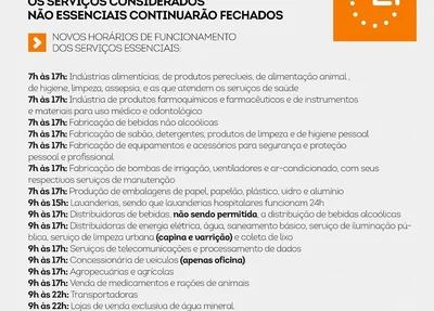 Horário de funcionamento dos estabelecimentos