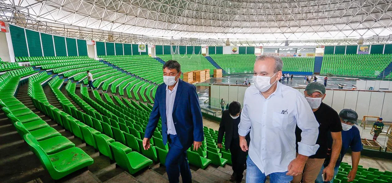 Wellington Dias e Firmino Filho visitam ginásio Verdão