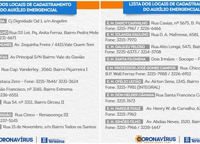 Escolas onde equipes estarão ajudando a população