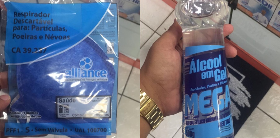 Máscara e álcool em gel