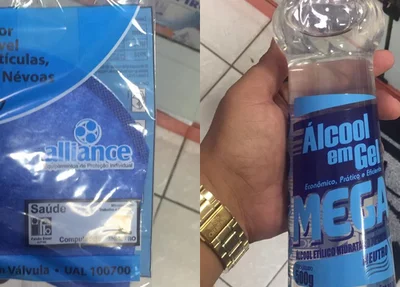 Máscara e álcool em gel