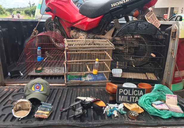 Material apreendido pela Polícia Militar