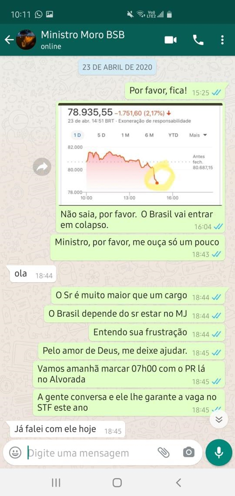 Mensagens seguem