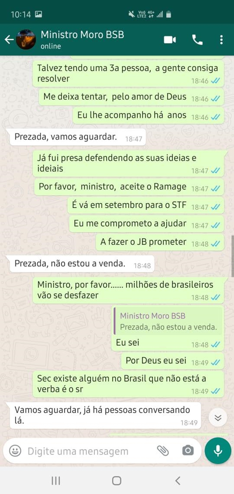 Moro diz que não está à venda