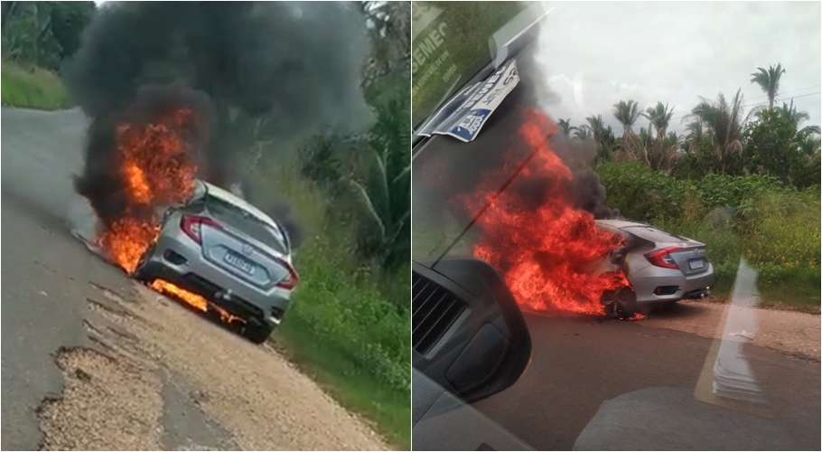 Honda Civic pegou fogo na PI 130
