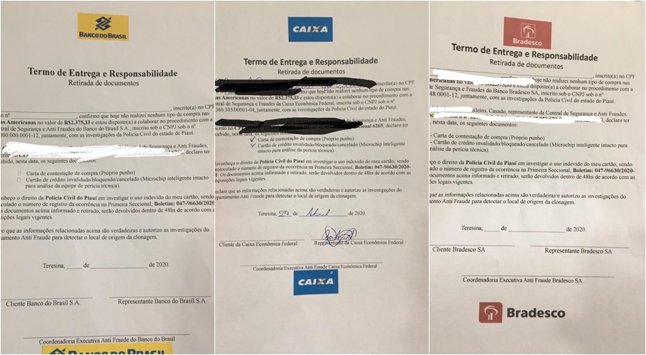 Termos de responsabilidade dos bancos
